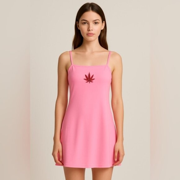 Treasure The Funk Pink Spaghetti Strap Mini Dress - Size M - Picture 1 of 8